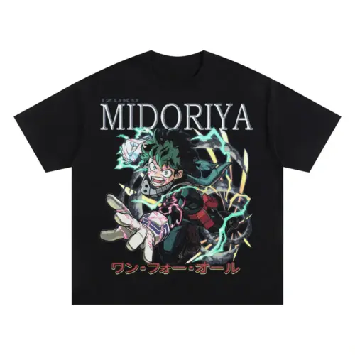 Inheritor Of One For All Oversized Black Graphic Tee