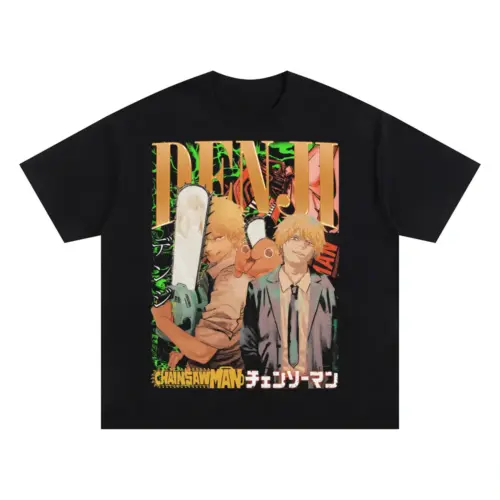 The Chainsaw Man Oversized Black Graphic Tee
