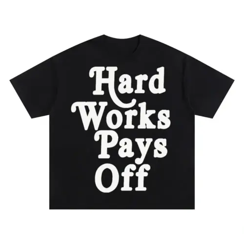 Hard Work Pays Off Oversized Black Graphic Tee