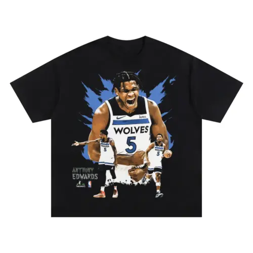 Anthony Edwards Timberwolves Franchise Star Oversized Black Graphic Tee