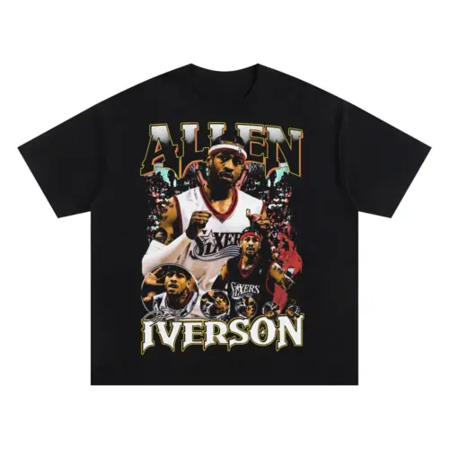 Allen Iverson The Answer In Philly Oversized Black Graphic Tee