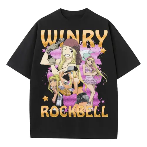 Automail Engineer Winry Heavyweight Oversized Black Graphic Tee