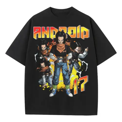 Cell Saga Androids Heavyweight Oversized Black Graphic Tee