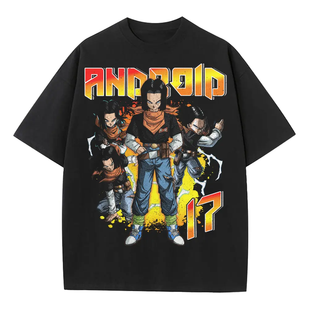 Cell Saga Androids Heavyweight Oversized Black Graphic Tee
