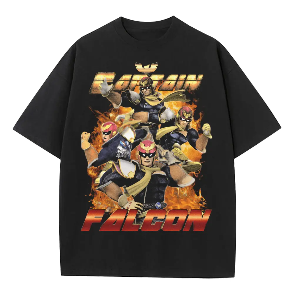 Falcon Punch Heavyweight Oversized Black Graphic Tee