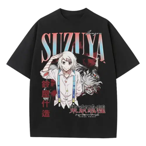 Ghoul Investigator Suzuya Heavyweight Oversized Black Graphic Tee