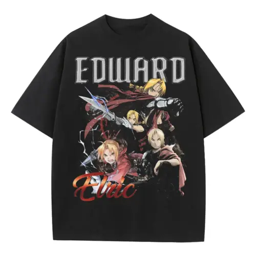 Fullmetal Alchemist Edward Heavyweight Oversized Black Graphic Tee