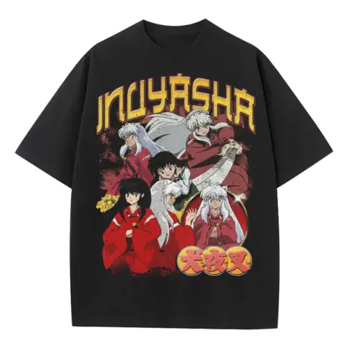 Half Demon Love Story Heavyweight Oversized Black Graphic Tee