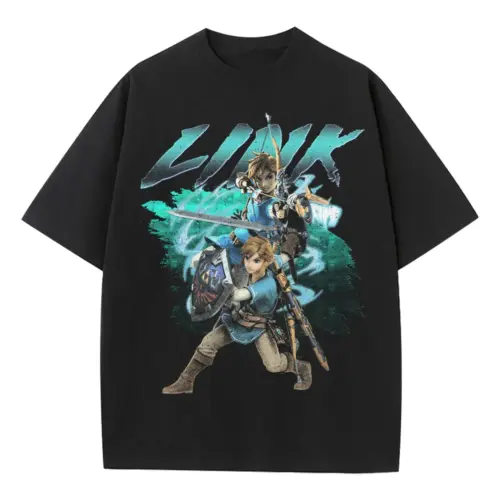 Hero Of Hyrule Heavyweight Oversized Black Graphic Tee