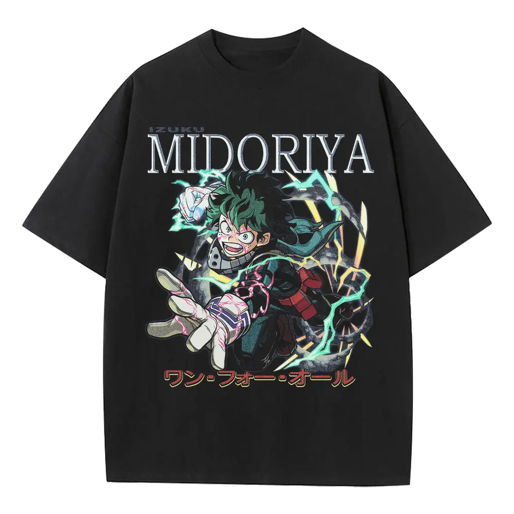 Inheritor Of One For All Heavyweight Oversized Black Graphic Tee