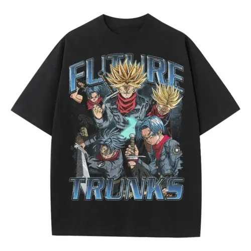 Hope Of The Future Trunks Heavyweight Oversized Black Graphic Tee