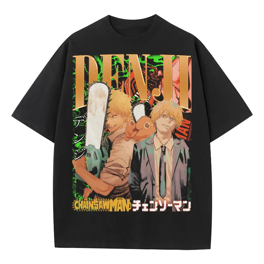 The Chainsaw Man Heavyweight Oversized Black Graphic Tee