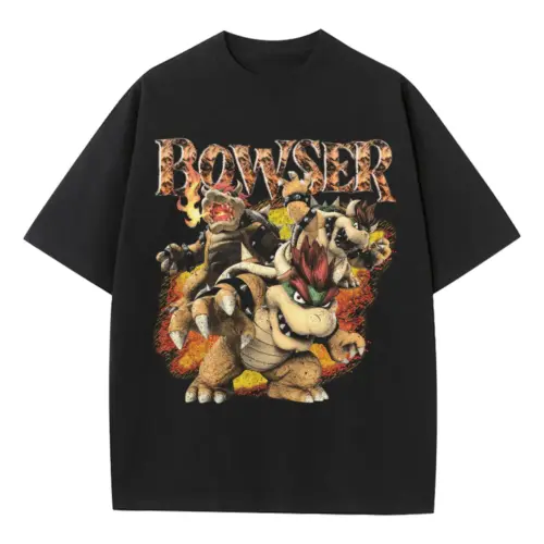 Bowser King Koopa Heavyweight Oversized Black Graphic Tee