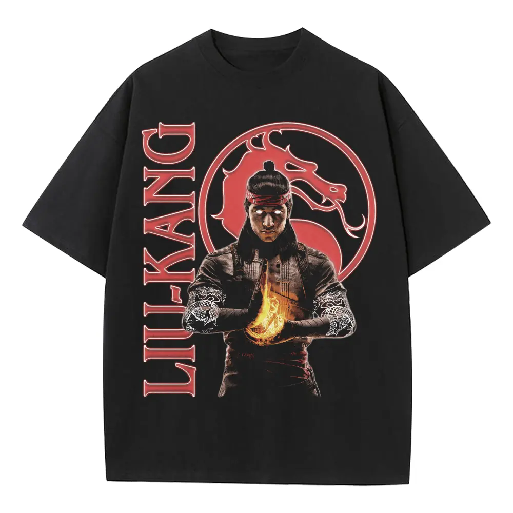 Liu Kang The Champion Heavyweight Oversized Black Graphic Tee