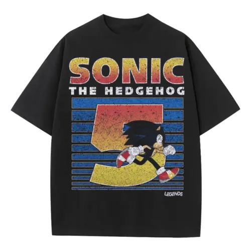 Sonic Retro Run Heavyweight Oversized Black Graphic Tee