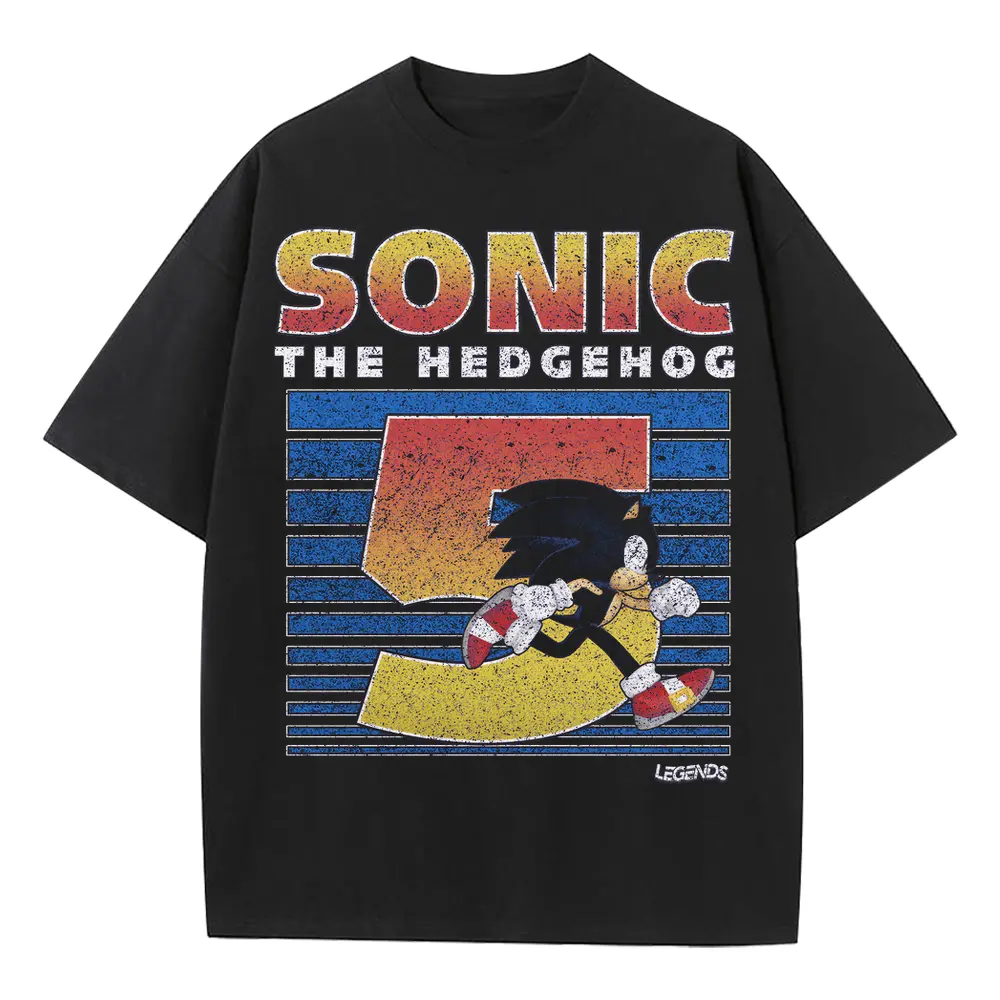 Sonic Retro Run Heavyweight Oversized Black Graphic Tee