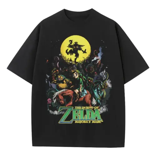 Zelda Majora's Night Heavyweight Oversized Black Graphic Tee