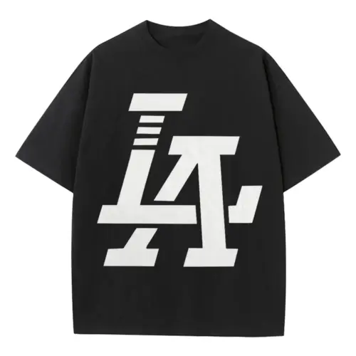 Los Angeles Interlocked Heavyweight Oversized Black Graphic Tee