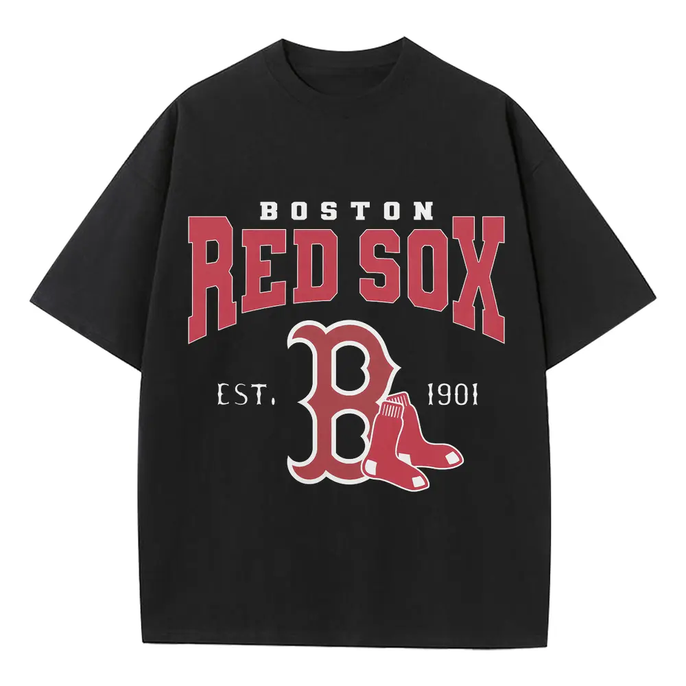 Boston Red Sox Since 1901 Heavyweight Oversized Black Graphic Tee