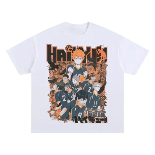 Fly High Karasuno Oversized White Graphic Tee