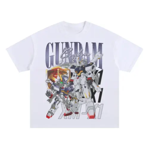 Mobile Suit Vanguard Oversized White Graphic Tee