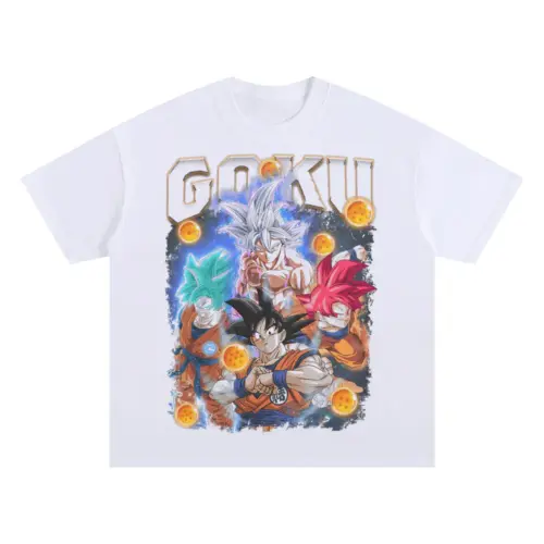 Saiyan Legacy Chronicle Oversized White Graphic Tee