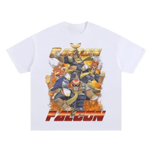 Captain Falcon F Zero Oversized White Graphic Tee