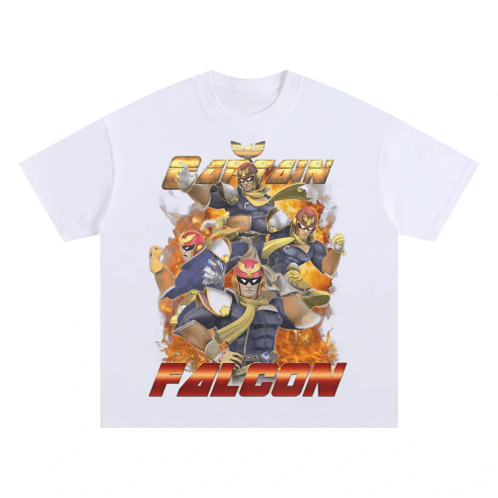 Captain Falcon F Zero Oversized White Graphic Tee