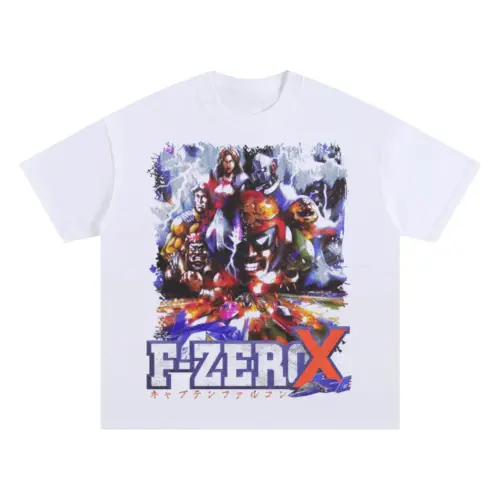 F Zero Grand Prix Oversized White Graphic Tee