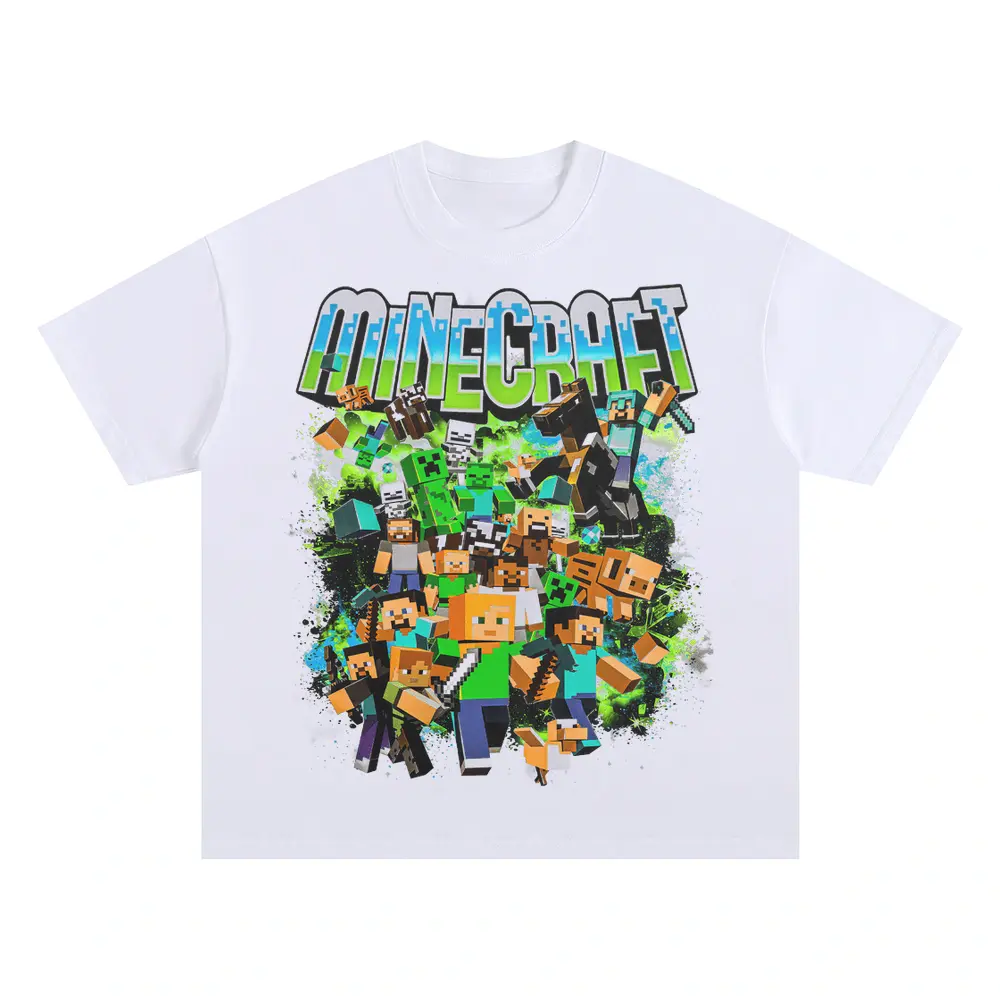 Minecraft Block Party Oversized White Graphic Tee