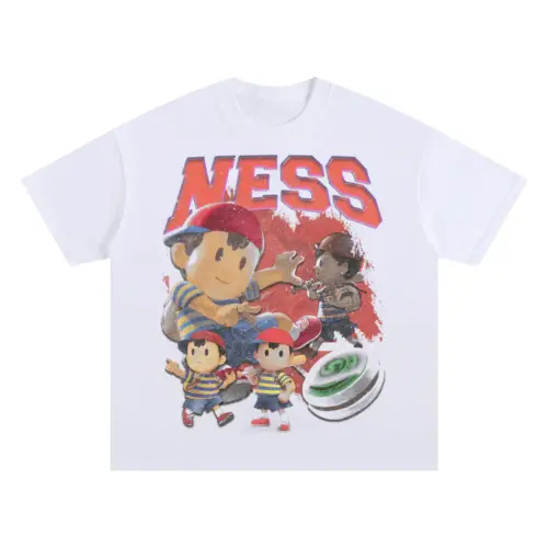 Ness Cosmic Energy Oversized White Graphic Tee