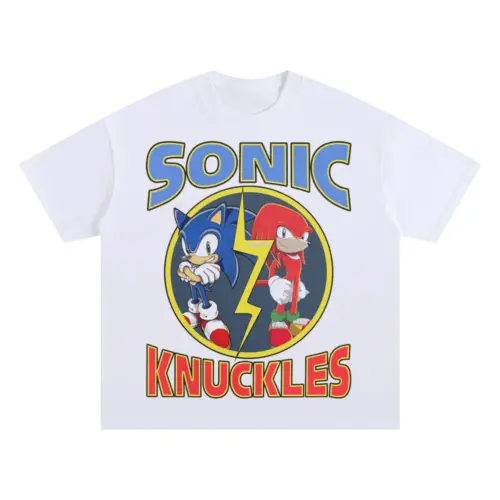 Sonic And Knuckles Rivals Oversized White Graphic Tee