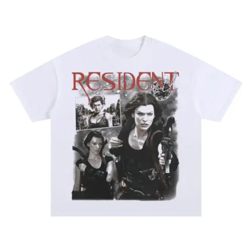 Resident Evil Survival Oversized White Graphic Tee