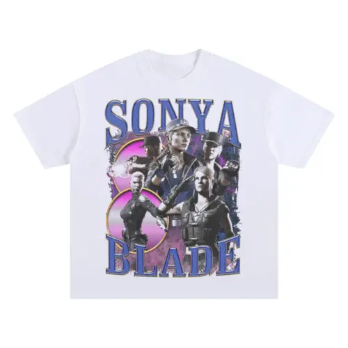 Sonya Blade Kombatant Oversized White Graphic Tee