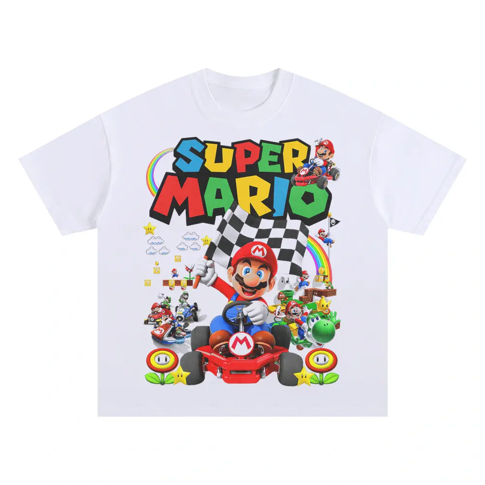 Super Mario All Stars Oversized White Graphic Tee