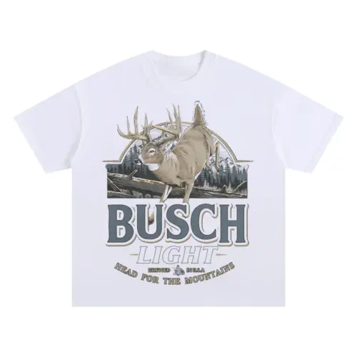 Busch Light Antler Call Oversized White Graphic Tee