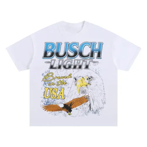 Busch Light Eagle Salute Oversized White Graphic Tee