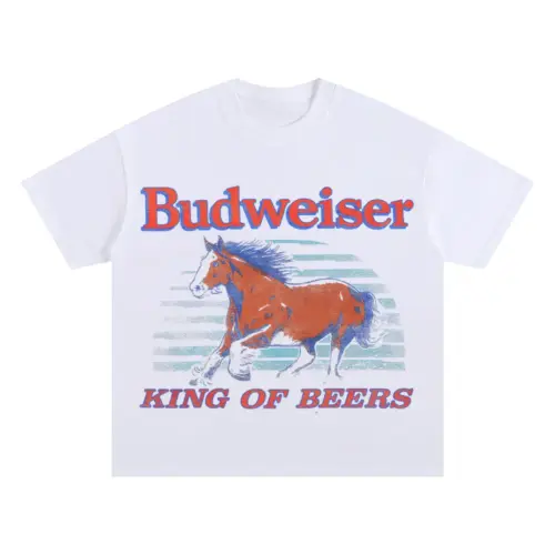 Budweiser Clydesdale King Oversized White Graphic Tee