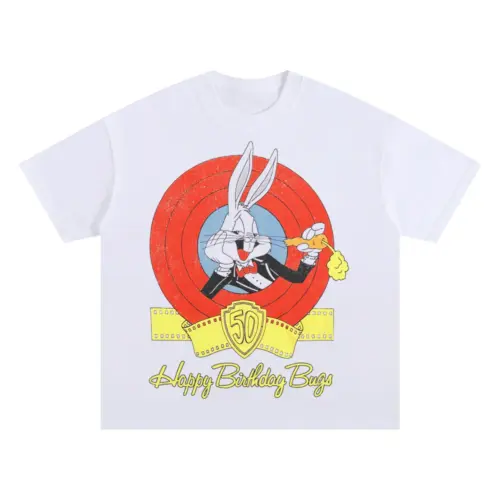 Happy Birthday Bugs Oversized White Graphic Tee