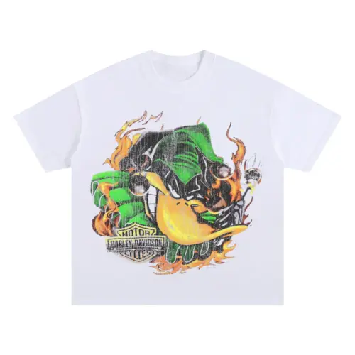 Green Flame Drift Oversized White Graphic Tee