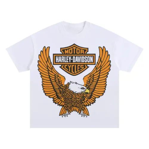 Harley Davidson Winged Eagle Oversized White Graphic Tee