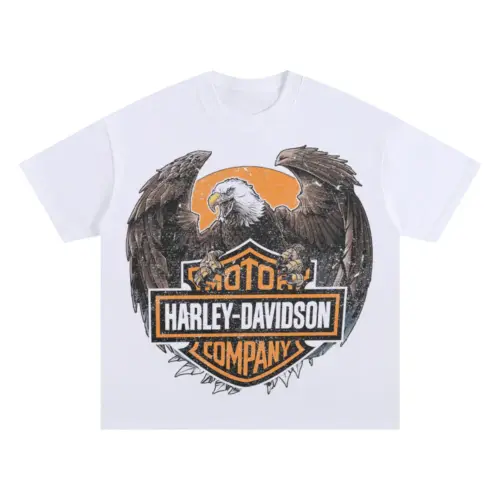 Harley Davidson Emblem Shield Oversized White Graphic Tee