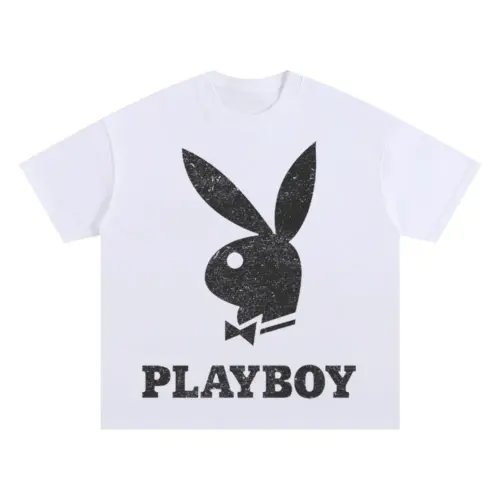 Playboy Silhouette Oversized White Graphic Tee