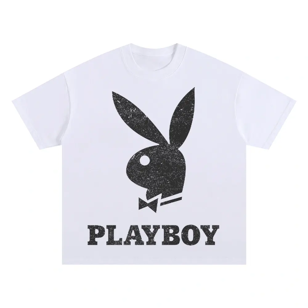 Playboy Silhouette Oversized White Graphic Tee