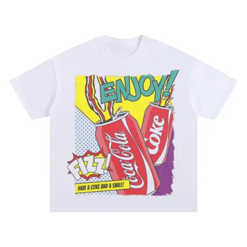 Pop Art Refreshment Oversized White Graphic Tee