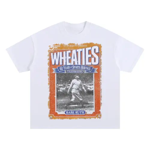 Babe Ruth Wheaties Box Oversized White Graphic Tee