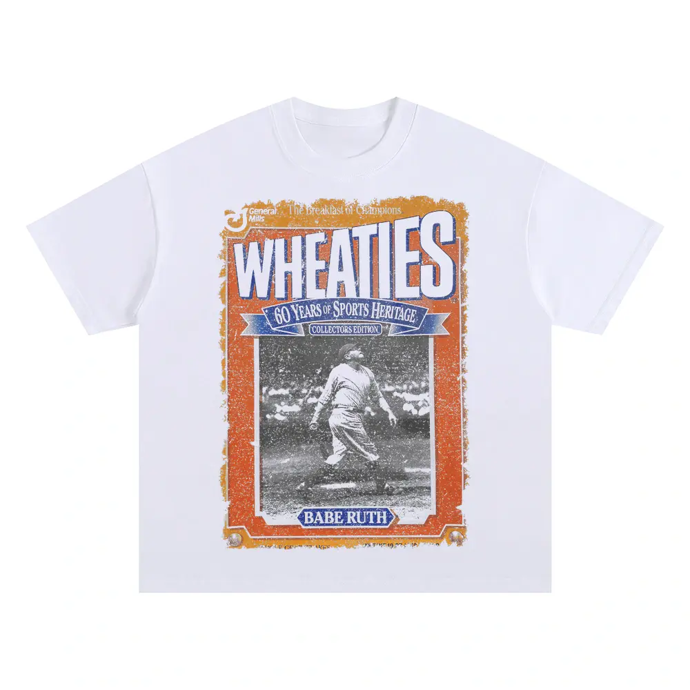 Babe Ruth Wheaties Box Oversized White Graphic Tee