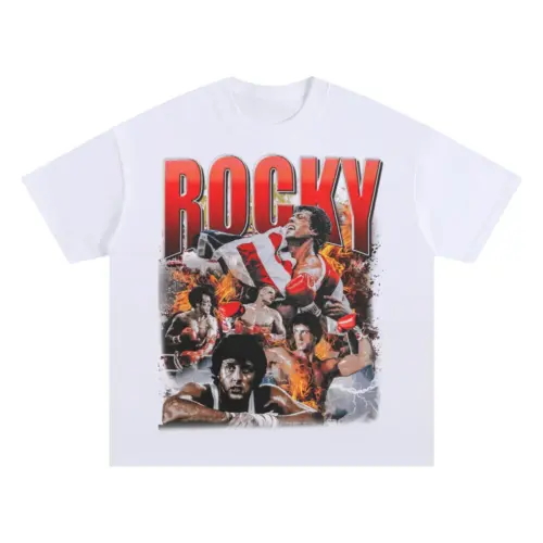 Rocky Italian Stallion Grit Oversized White Graphic Tee