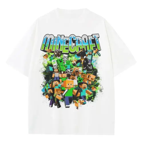 Minecraft Block Party Heavyweight Oversized White Graphic Tee