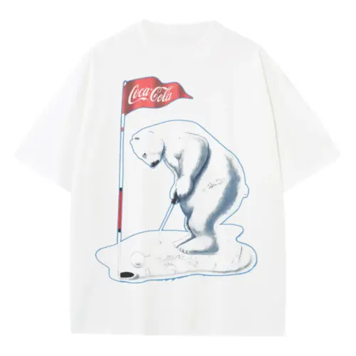 Coca Cola Polar Refreshment Heavyweight Oversized White Graphic Tee